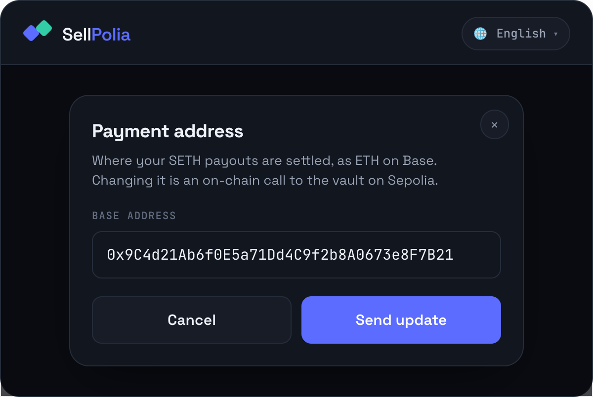Payment address modal